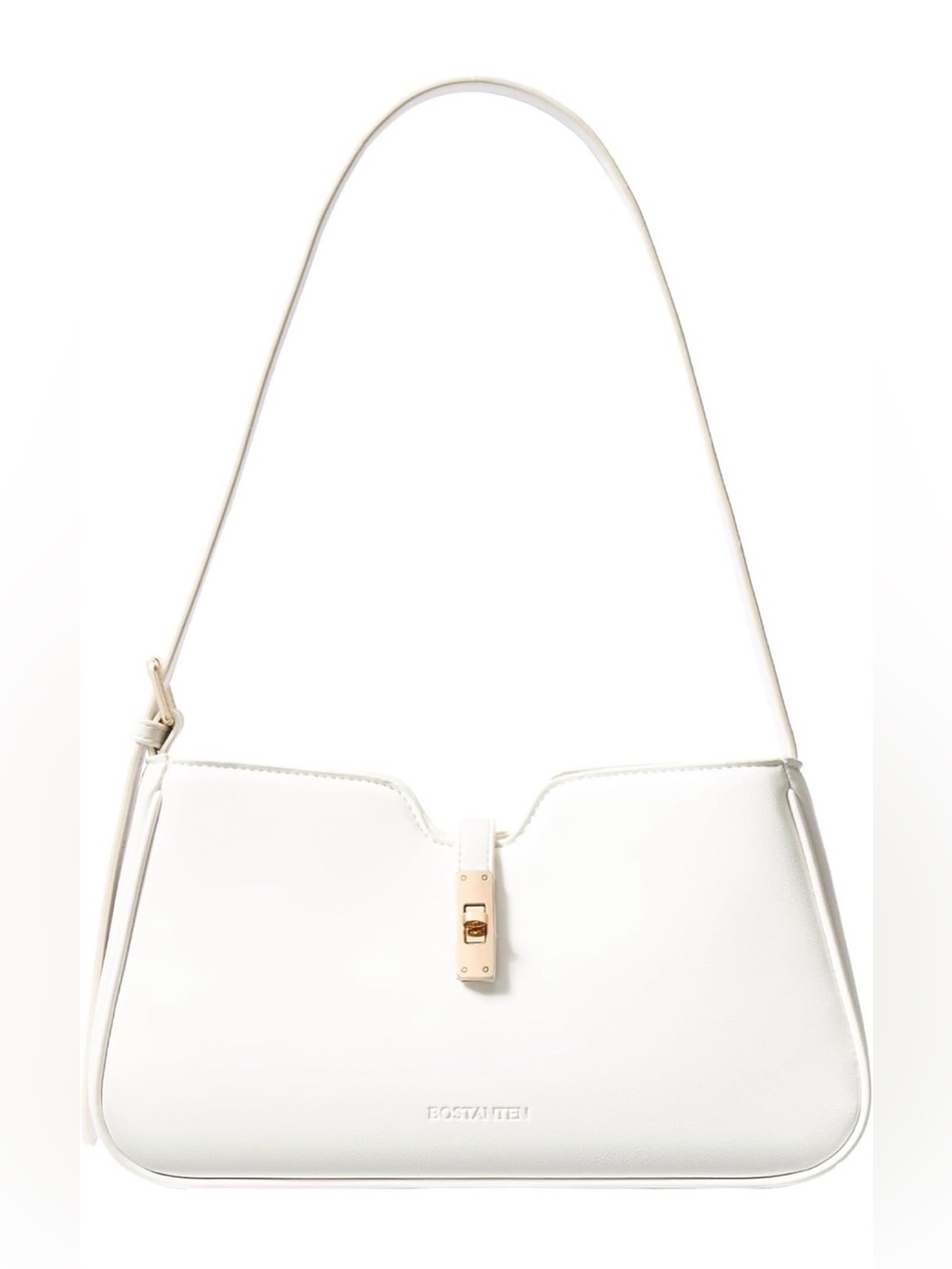 Elegant Cream Shoulder Bag with Gold Hardware